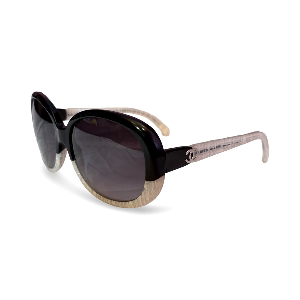 CHANEL Black and Cream Sunglasses